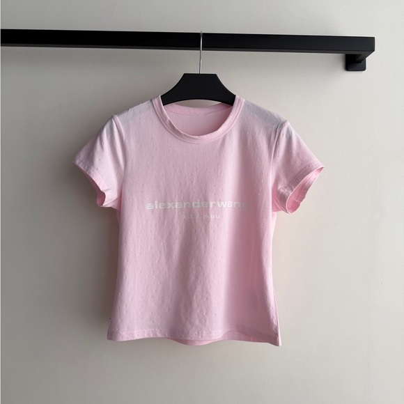 Meet the Posher Tops - Alexander Wang Pastel Pink Logo Short Sleeve Tee
